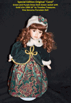 Special Edition Original "Carol" Green and Purple Dress Dark Green Jacket with Gold trim 1998 16" by Timeless Treasures. Fine Genuine Porcelain Doll