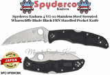 Spyderco SPC10FSWCBK Spyderco Endura 4 VG-10 Stainless Steel Serrated Wharncliffe Blade Black FRN Handled Pocket Knife