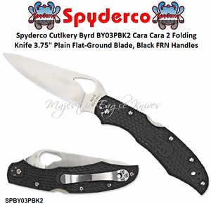 Spyderco Cutlery Byrd SPBY03PBK2 Cara Cara 2 Folding Knife 3.75" Plain Flat-Ground Blade, Black FRN Handles Spyderco Cutlery Byrd SPBY03PBK2 Cara Cara 2 Folding Knife 3.75" Plain Flat-Ground Blade, Black FRN Handles
