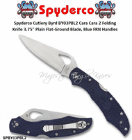 Spyderco Cutlery Byrd SPBY03PBL2 Cara Cara 2 Folding Knife 3.75" Plain Flat-Ground Blade, Blue FRN Handles