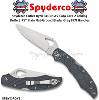 Spyderco Cutlery Byrd SPBY03PGY2 Cara Cara 2 Folding Knife 3.75" Plain Flat-Ground Blade, Gray FRN Handles