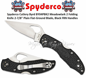 Spyderco Cutlery Byrd SPBY04PBK2 Meadowlark 2 Folding Knife 2-7/8" Plain Flat-Ground Blade, Black FRN Handles Spyderco Cutlery Byrd SPBY04PBK2 Meadowlark 2 Folding Knife 2-7/8" Plain Flat-Ground Blade, Black FRN Handles