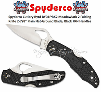 Spyderco Cutlery Byrd SPBY04PBK2 Meadowlark 2 Folding Knife 2-7/8" Plain Flat-Ground Blade, Black FRN Handles