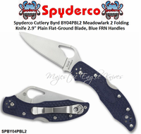 Spyderco Cutlery Byrd SPBY04PBL2 Meadowlark 2 Folding Knife 2.9" Plain Flat-Ground Blade, Blue FRN Handles