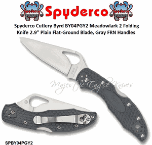 Spyderco Cutlery Byrd SPBY04PGY2 Meadowlark 2 Folding Knife 2.9" Plain Flat-Ground Blade, Gray FRN Handles