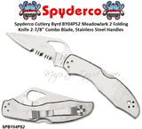 Spyderco Cutlery Byrd SPBY04PS2 Meadowlark 2 Folding Knife 2-7/8" Combo Blade, Stainless Steel Handles