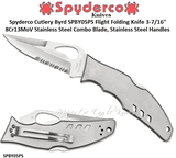 Spyderco Cutlery Byrd SPBY05PS Flight Folding Knife 3-7/16" 8Cr13MoV Stainless Steel Combo Blade, Stainless Steel Handles