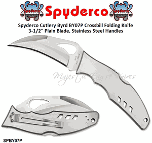 Spyderco Cutlery Byrd SPBY07P Crossbill Folding Knife 3-1/2"  8Cr13MoV Stainless Steel Plain Blade, Stainless Steel Handles
