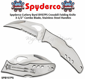 Spyderco Cutlery Byrd SPBY07PS Crossbill Folding Knife 3-1/2" 8Cr13MoV Stainless Steel Combo Blade, Stainless Steel Handles Spyderco Cutlery Byrd SPBY07PS Crossbill Folding Knife 3-1/2" 8Cr13MoV Stainless Steel Combo Blade, Stainless Steel Handles