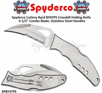Spyderco Cutlery Byrd SPBY07PS Crossbill Folding Knife 3-1/2" 8Cr13MoV Stainless Steel Combo Blade, Stainless Steel Handles