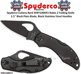 Spyderco Cutlery Byrd SPBY10BKP2 Robin 2 Folding Knife 2.5" Black Plain Blade, Black Stainless Steel Handles