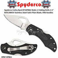 Spyderco Cutlery Byrd SPBY10PBK2 Robin 2 Folding Knife 2.5" 8Cr13MoV Satin Plain Blade, FRN Handles