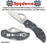 Spyderco Cutlery Byrd SPBY10PGY2 Robin 2 Folding Knife 2.5" 8Cr13MoV Satin Plain Blade, Gray FRN Handles