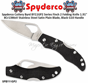 Spyderco Cutlery Byrd SPBY11GP2 Series Finch 2 Folding Knife 1.91" Satin Plain Blade, Black G10 Handle Spyderco Cutlery Byrd SPBY11GP2 Series Finch 2 Folding Knife 1.91" Satin Plain Blade, Black G10 Handle