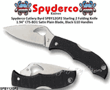 Spyderco Cutlery Byrd SPBY12GP2 Starling 2 Folding Knife 1.94" CTS-BD1 Satin Plain Blade, Black G10 Handles