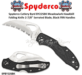 Spyderco Cutlery Byrd SPBY22SBK Meadowlark Hawkbill Folding Knife 2-7/8" Serrated Blade, Black FRN Handles