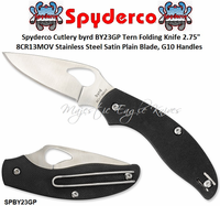 Spyderco Cutlery Byrd SPBY23GP Tern Folding Knife 2.75" 8CR13MOV Satin  Stainless Steel Plain Blade, G10 Handles