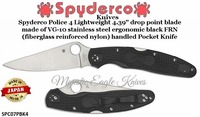 Spyderco Cutlery SPC07PBK4 Police 4 Lightweight Pocket  Knife 4.39" VG10 Satin Plain Blade, Black FRN Handles 