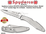 Spyderco Cutlery SPC07PS Police/Self Defense Endura  Model 4.13" Combo Edge VG-10 Blade - Stainless Steel Handle