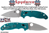 Spyderco Cutlery SPC101PCBL2 Spyderco Manix 2 Folding Knife 3.37″ CPM SPY27 Satin Plain Blade Ball lock Plain Edge FRCP Blue Handle Pocket Knife