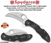 Spyderco Cutlery SPC106PBK2 Tasman Salt 2 Lightweight Pocket Knife, 2.91″ H-1 Ultra-Corrosion-Resistant Stainless Steel Plain Blade Black FRN Handle 