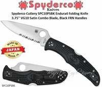 Spyderco Cutlery SPC10PSBK Endura4 Folding Knife 3.75" VG10 Satin Combo Blade, Black FRN Handles