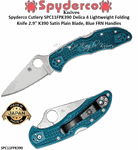 Spyderco Cutlery SPC11FPK390 Delica 4 Lightweight Folding Knife 2.9" K390 Satin Plain Blade, Blue FRN Handles  