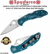 Spyderco Cutlery SPC11FPK390 Delica 4 Lightweight Folding Knife 2.9" K390 Satin Plain Blade, Blue FRN Handles  