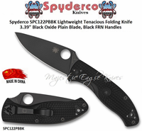 Spyderco Cutlery SPC122PBBK Spyderco Tenacious Lightweight Black Plain Blade FRN Handle Pocket Knfe
