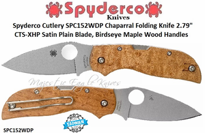Spyderco Cutlery SPC152WDP Chaparral Folding Knife 2.79" CTS-XHP Satin Plain Blade, Birdseye Maple Wood Handles Spyderco Cutlery SPC152WDP Chaparral Folding Knife 2.79" CTS-XHP Satin Plain Blade, Birdseye Maple Wood Handles
