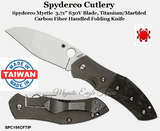 Spyderco Cutlery SPC194CFTIP Spyderco Myrtle  3.71" S30V Blade, Titanium/Marbled Carbon Fiber Handled Folding Knife