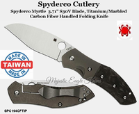 Spyderco Cutlery SPC194CFTIP Spyderco Myrtle  3.71" S30V Blade, Titanium/Marbled Carbon Fiber Handled Folding Knife