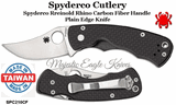 Spyderco Cutlery SPC210CFP Spyderco Reinold Rhino Carbon Fiber Handle Plain Edge Knife