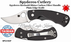 Spyderco Cutlery SPC210CFP Spyderco Reinold Rhino Carbon Fiber Handle Plain Edge Knife Spyderco Cutlery SPC210CFP Spyderco Reinold Rhino Carbon Fiber Handle Plain Edge Knife