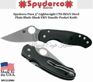 Spyderco Cutlery SPC223PBK Spyderco Para 3 Lightweight CTS-BD1N Steel Plain Blade Black FRN Handle Pocket Knife Spyderco Cutlery SPC223PBK Spyderco Para 3 Lightweight CTS-BD1N Steel Plain Blade Black FRN Handle Pocket Knife