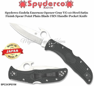 Spyderco Cutlery SPC243PGYW Spyderco Endela Emerson Opener VG10 Stainless Steel Satin Finish Spear Point Plain Blade FRN Handle Pocket Knife