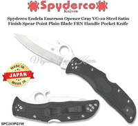 Spyderco Cutlery SPC243PGYW Spyderco Endela Emerson Opener VG10 Stainless Steel Satin Finish Spear Point Plain Blade FRN Handle Pocket Knife