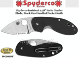 Spyderco Cutlery SPC246GPS Spyderco Insistent 8Cr13MoV Stainless Steel 2-1/2" Drop Point Plain Satin Blade Black G10 Handled Pocket Knife