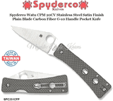 Spyderco Cutlery SPC251CFP Spyderco Watu CPM 20CV Stainless Steel Satin Finish Plain Blade Carbon Fiber G10 Handle Pocket Knife