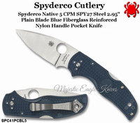 Spyderco Cutlery SPC41PCBL5 Spyderco Native 5  3" S110V Satin Plain Blade, Cobalt Blue FRN Handle Folding Knife