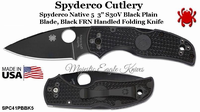 Spyderco Cutlery SPC41PBBK5 Spyderco Native 5 3" S30V Black Plain Blade, Black FRN Handled Folding Knife