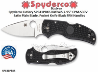 Spyderco Cutlery SPC41PBK5 Spyderco Native 5 3" S30V Satin Plain Blade, Black FRN Handled Folding Knife