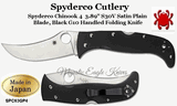 Spyderco Cutlery SPC63GP4 Spyderco Chinook 4  3.89" S30V Satin Plain Blade, Black G10 Handled Folding Knife