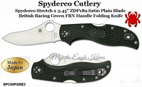 Spyderco Cutlery SPC90PGRE2 Spyderco Stretch 2 3.45" ZDP189 Satin Plain Blade, British Racing Green FRN Handle Folding Knife