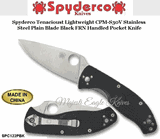 Spyderco Cutlery SPC122PBK Syderco Tenacious Lightweight Satin Finished Plain CPMS30V Stainless Steel Blade Black FRN Handled Pocket Knife