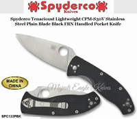 Spyderco Cutlery SPC122PBK Syderco Tenacious Lightweight Satin Finished Plain CPMS30V Stainless Steel Blade Black FRN Handled Pocket Knife