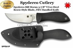 Spyderco Cutlery SPFB01P Spyderco Bill Moran 3-7/8" VG10 Steel Bowie Style Blade, FRN Handled Knife