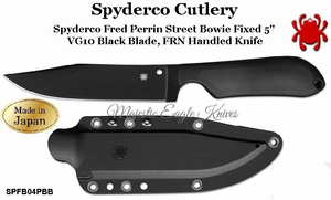 Spyderco Cutlery SPFB04PBB Spyderco Fred Perrin Street Bowie Fixed 5" VG10 Black Blade, FRN Handled Knife Spyderco Cutlery SPFB04PBB Spyderco Fred Perrin Street Bowie Fixed 5" VG10 Black Blade, FRN Handled Knife
