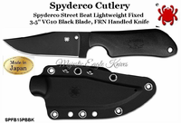 Spyderco Cutlery SPFB15PBBK Street Beat Lightweight Fixed 3.5" VG10 Black Plane Blade, Black FRN Handles 