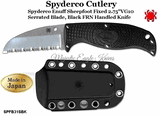 Spyderco Cutlery SPFB31SBK Spyderco Enuff Sheepfoot Fixed 2.75" VG10 Serrated Blade, Black FRN Handled Knife
